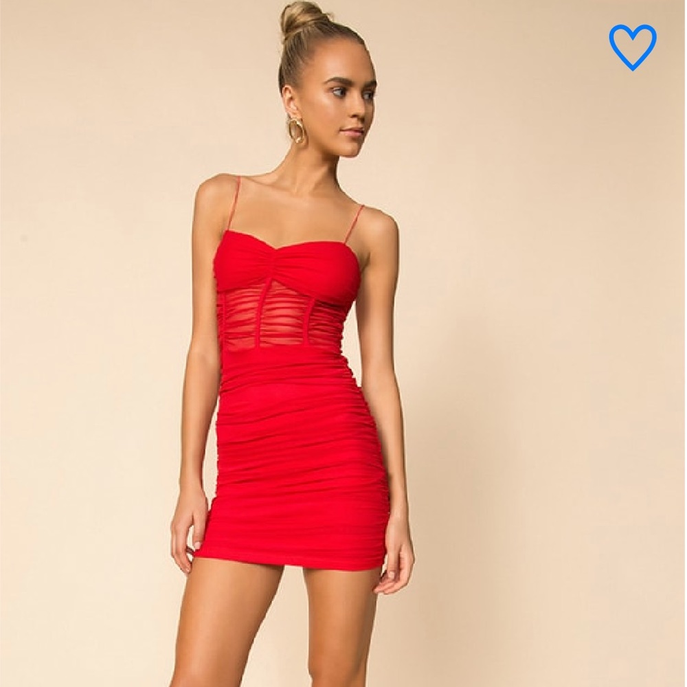 superdown Kambella Ruched Mini Dress in Red